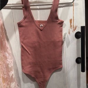 FP Movement Pink Bodysuit with Plunging Neckline